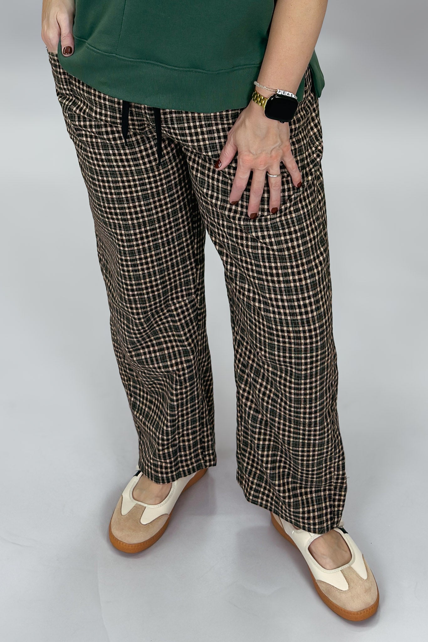 Cozy Co Miracle Mile espresso gingham pants, alternate view