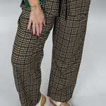Cozy Co Miracle Mile espresso gingham pants, styled look