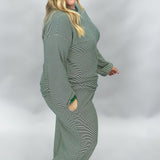 More Than Fine Striped Long Sleeve Wide Leg Lounge Set, Green