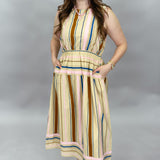 My Dearest Darling Striped Sleeveless Maxi Dress, Tan