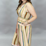 My Dearest Darling Striped Sleeveless Maxi Dress, Tan