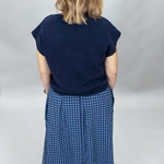 Entro New York Confident navy gingham layered dress, side view