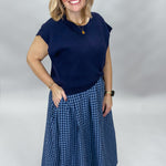 Entro New York Confident navy gingham dress set, styled