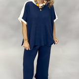 Next To U Color Block Loungewear Set, Blue