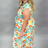 Nothin' Crazy Floral Print Collared Midi Dress