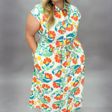 Nothin' Crazy Floral Print Collared Midi Dress