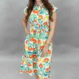 Nothin' Crazy Floral Print Collared Midi Dress