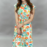 Nothin' Crazy Floral Print Collared Midi Dress