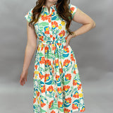 Nothin' Crazy Floral Print Collared Midi Dress