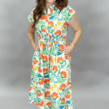 Nothin' Crazy Floral Print Collared Midi Dress