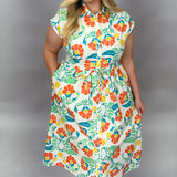 Nothin' Crazy Floral Print Collared Midi Dress