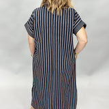 Ocean Avenue Striped Collared Midi Dress, Blue