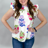 Ok Love You Bye Floral Flounce Top