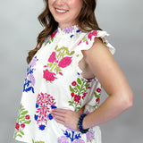 Ok Love You Bye Floral Flounce Top