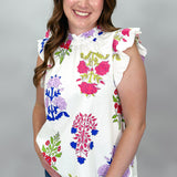 Ok Love You Bye Floral Flounce Top