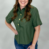On The 5 Collared 3/4 Button Shirt, Green