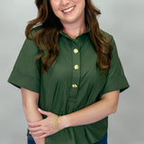 On The 5 Collared 3/4 Button Shirt, Green