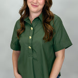 On The 5 Collared 3/4 Button Shirt, Green