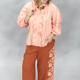 Ivy Jane Floral Stitched Pants, Rust