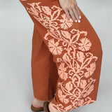 Ivy Jane Floral Stitched Pants, Rust