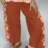Ivy Jane Floral Stitched Pants, Rust