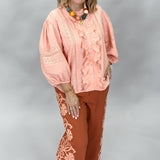 Ivy Jane Floral Stitched Pants, Rust