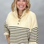 Entro One Last Time cream striped sweater, front view