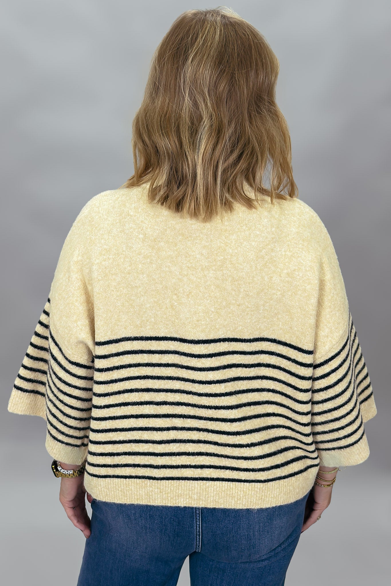 Entro One Last Time cream striped sweater, back view