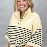 Entro One Last Time cream striped sweater, side view