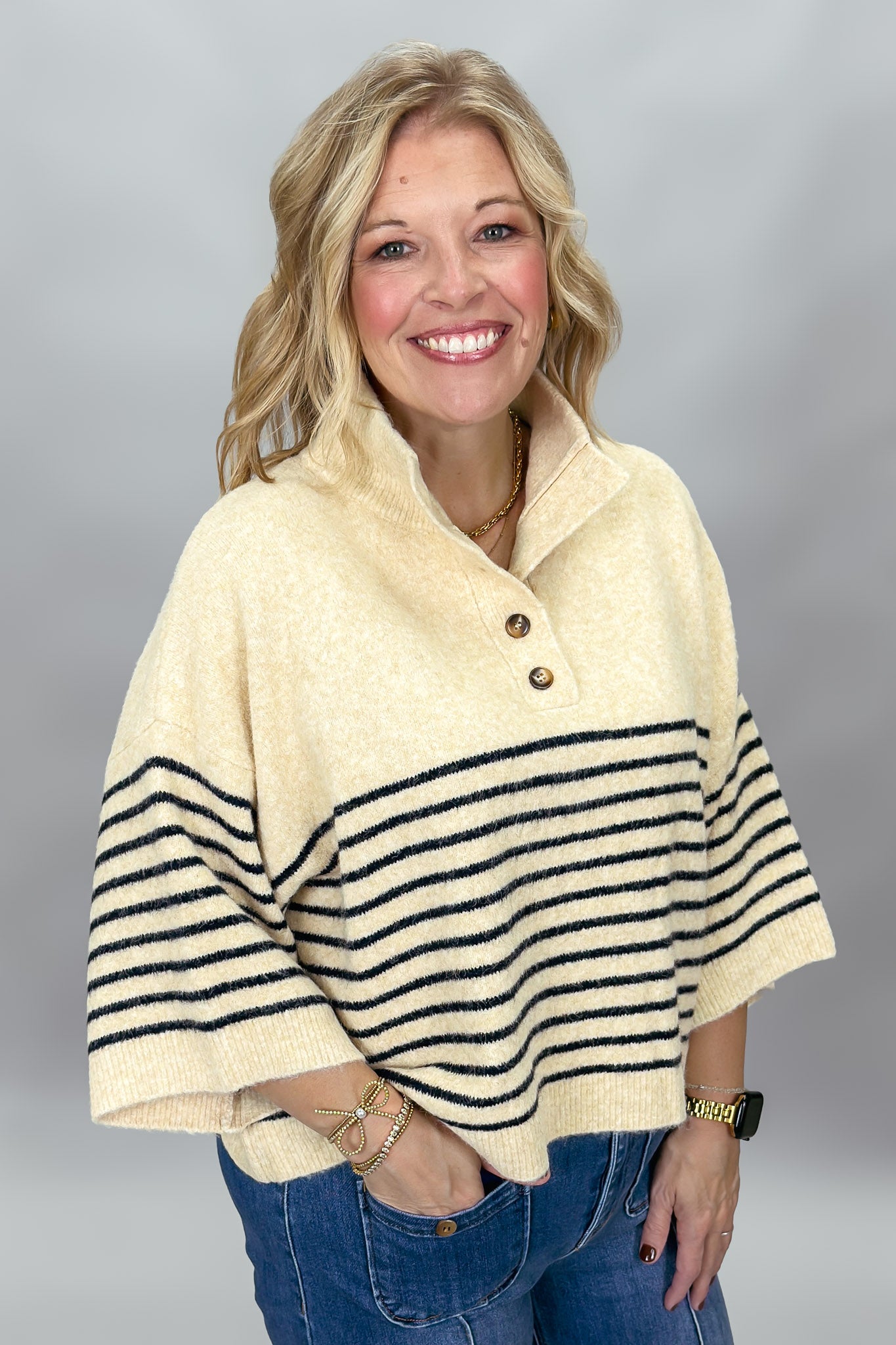 Entro One Last Time sweater, mock neckline detail