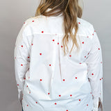 One More Try Poplin Heart Button-down Top, White