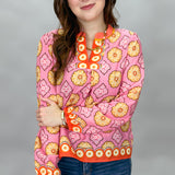 One Promise Too Late Long Sleeve V-neck Top, Pink