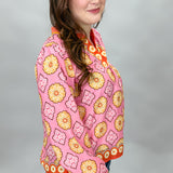 One Promise Too Late Long Sleeve V-neck Top, Pink