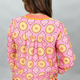 One Promise Too Late Long Sleeve V-neck Top, Pink