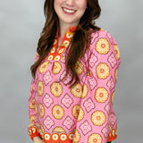 One Promise Too Late Long Sleeve V-neck Top, Pink