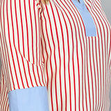 Our Song Striped V-Neck 3/4 Sleeve Shift Dress, Red