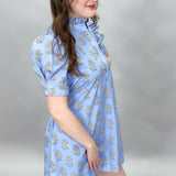 Over You Puff Sleeve Floral Print Mini Dress, Blue