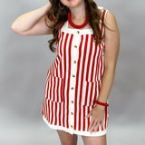 Party in the USA Square Neck Stripe Sleeveless Dress, Red