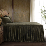 King Silk Velvet Bedspread 3pc Set (Bedspread & Shams), Fern Green