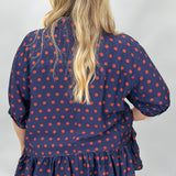 Piece Of Your Love Ruffle Hem Polka Dot Shirt, Blue