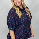 Piece Of Your Love Ruffle Hem Polka Dot Shirt, Blue