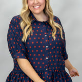 Piece Of Your Love Ruffle Hem Polka Dot Shirt, Blue