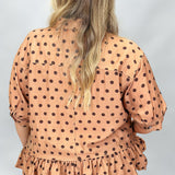 Piece Of Your Love Ruffle Hem Polka Dot Shirt, Brown