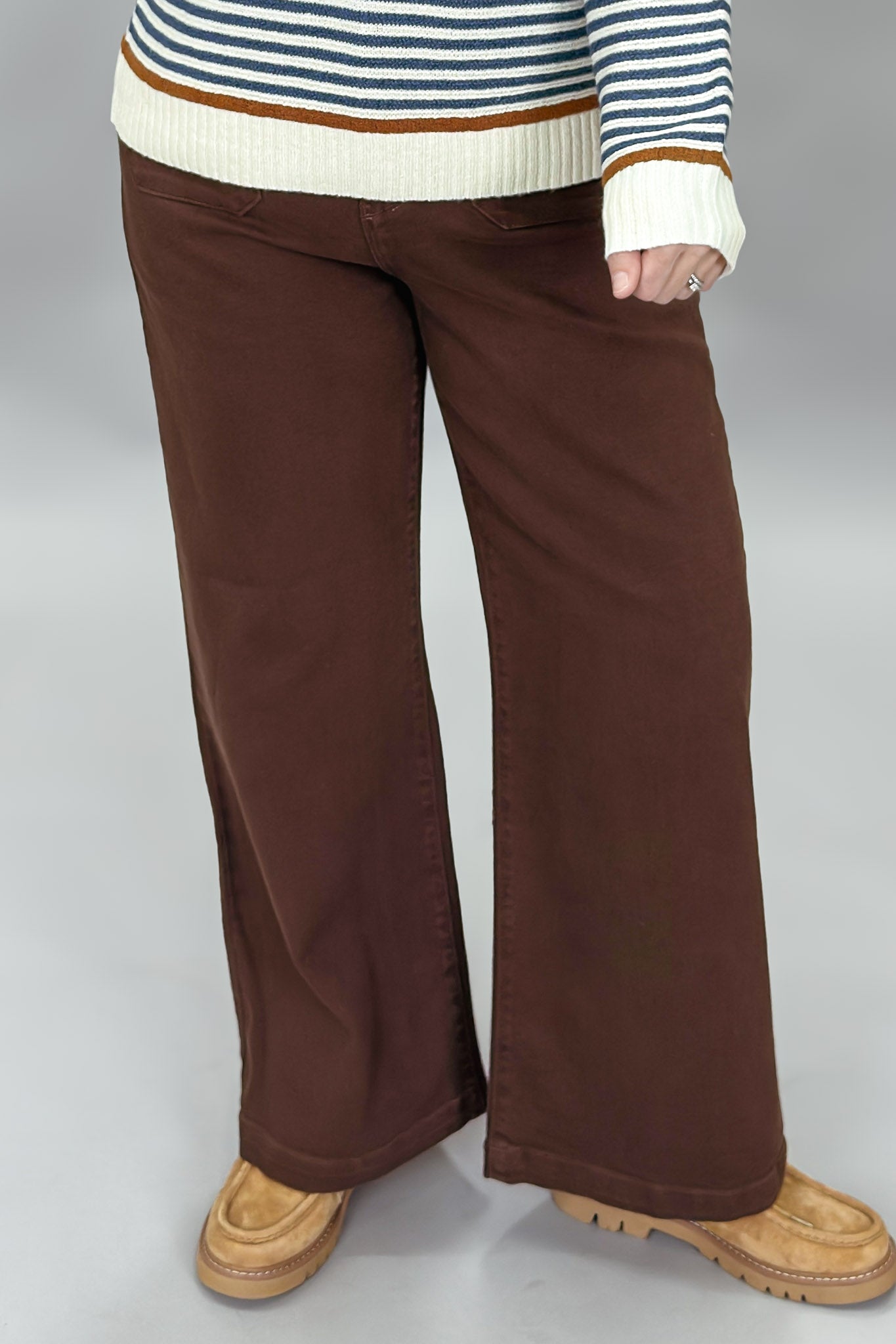 Planting Tomatoes Front Pocket Straight Leg Jeans, Brown