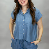 Reasons To Stay Chambray Button Up Top & Shorts