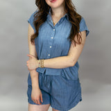 Reasons To Stay Chambray Button Up Top & Shorts