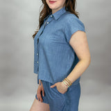 Reasons To Stay Chambray Button Up Top & Shorts