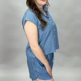 Reasons To Stay Chambray Button Up Top & Shorts