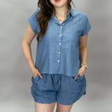 Reasons To Stay Chambray Button Up Top & Shorts