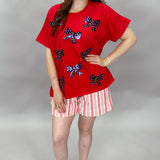 Red Americana Sparkle Top, One Size